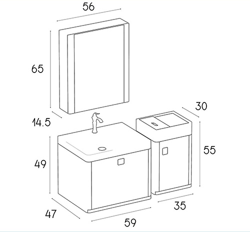 PVC vanity cabinet model D-1045